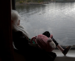 My BJD doll Isaac with Stockholm archipelago in the background.